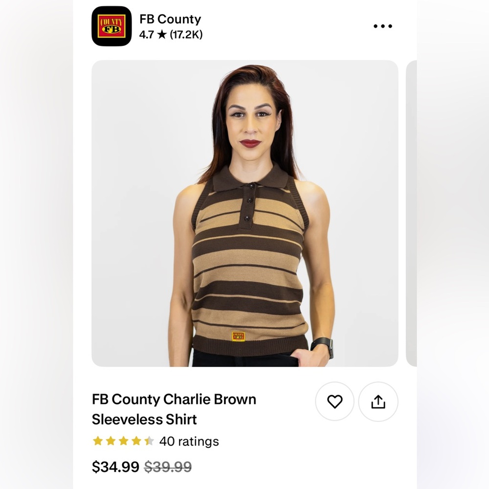 Brand New FB County Charlie Brown sleeveless shirt